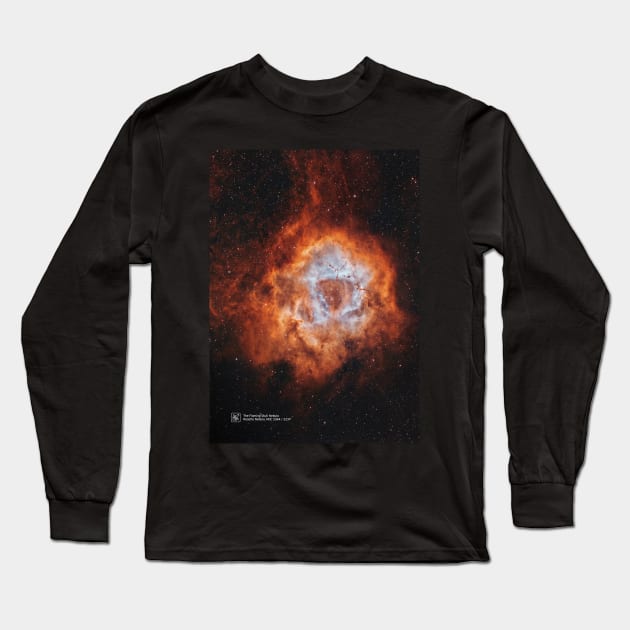 The Flaming Skull Nebula. Rosette Nebula — space poster Long Sleeve T-Shirt by Synthwave1950